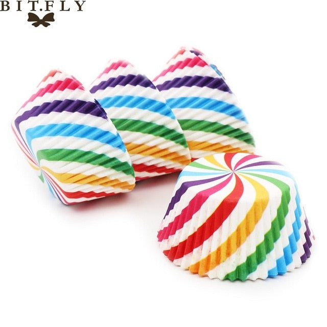 Rainbow Cupcakes Paper Cases